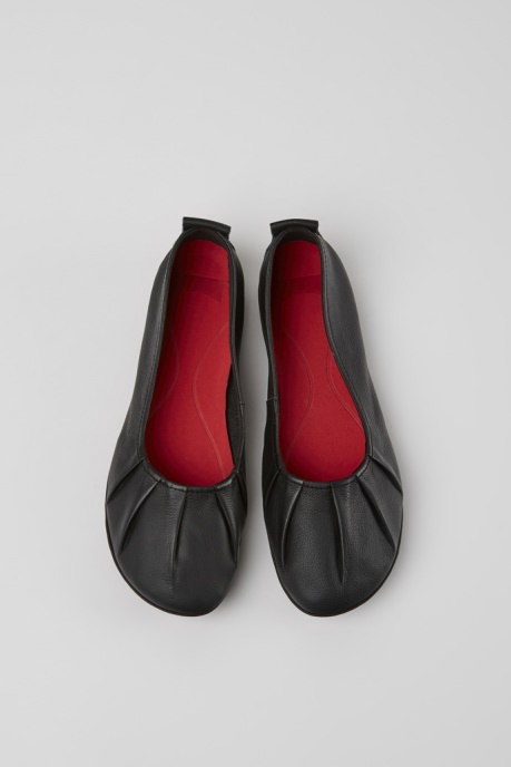 Camper AU Right Black Leather Ballerina Flats For Women New Arrivals