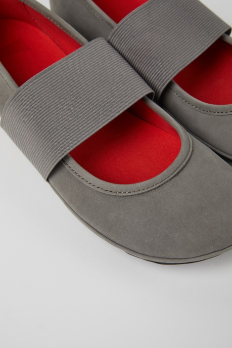 Camper AU Design Right Gray Nubuck Ballerina Flats For Women