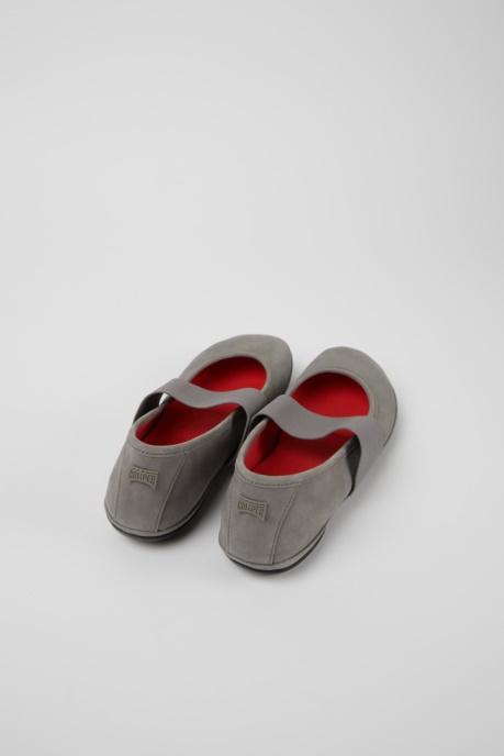 Camper AU Design Right Gray Nubuck Ballerina Flats For Women