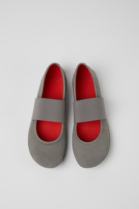 Camper AU Design Right Gray Nubuck Ballerina Flats For Women