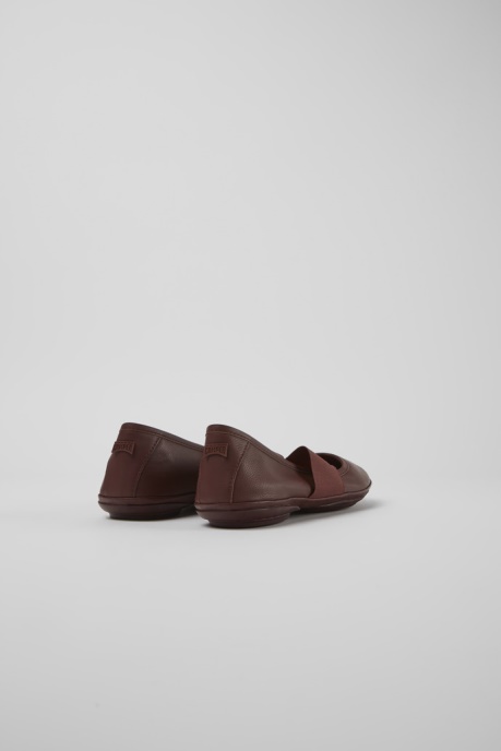 Camper AU Design Right Burgundy Leather Ballerina Flats For Women