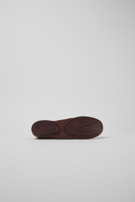 Camper AU Design Right Burgundy Leather Ballerina Flats For Women