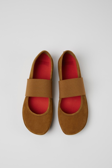 Right Brown Nubuck Ballerina Flats For Women Exclusive Camper AU