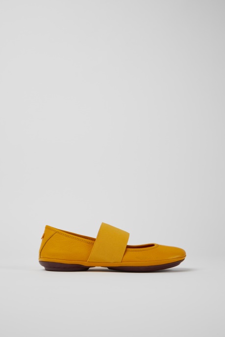Right Yellow Leather Ballerina Flats For Women Exclusive Camper AU