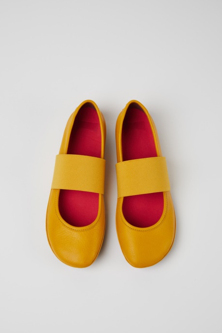 Right Yellow Leather Ballerina Flats For Women Exclusive Camper AU