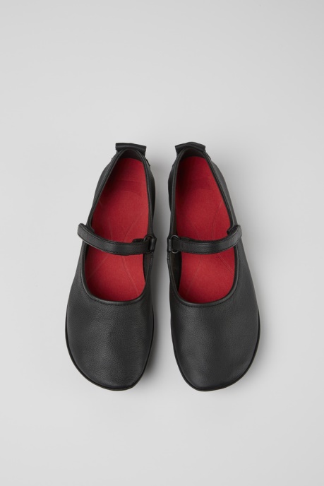 Right Black Leather Ballerina Flats For Women Exclusive Camper AU