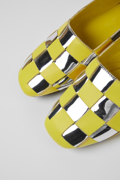 Camper AU Casi Myra Yellow And Silver Shoes For Women New Arrivals