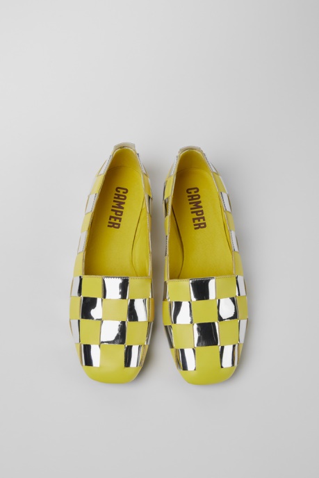 Camper AU Casi Myra Yellow And Silver Shoes For Women New Arrivals