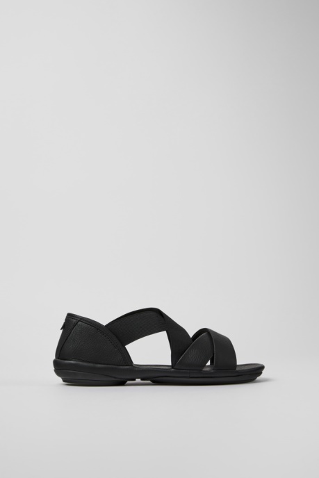 Camper AU Right Black Leather Sandals For Women New Arrivals