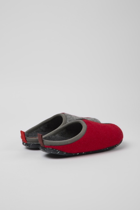 Twins Gray Red And Burgundy Wool Slippers For Women Exclusive Camper AU