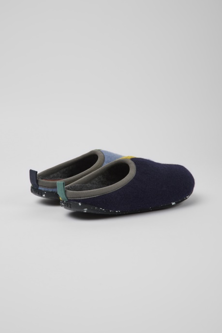 Exclusive Camper AU Twins Blue Yellow And Green Wool Slippers For Women