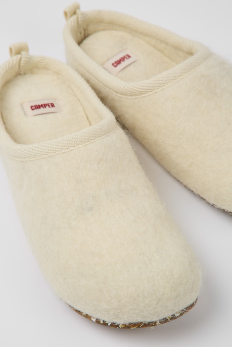 Design Wabi Beige Wool Slippers For Women Camper AU