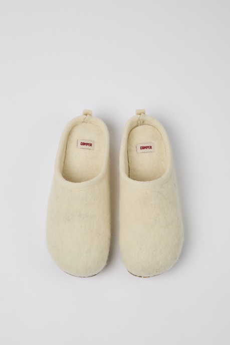 Design Wabi Beige Wool Slippers For Women Camper AU