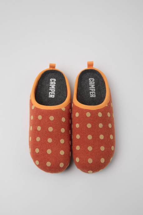 Design Wabi Orange And Brown Wool Women's Slippers Camper AU