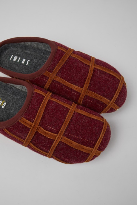 Twins Burgundy Wool Women's Slippers Exclusive Camper AU