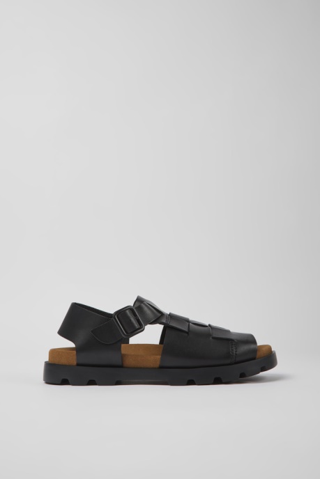 Camper AU Design Brutus Sandal Black Leather Sandals For Men