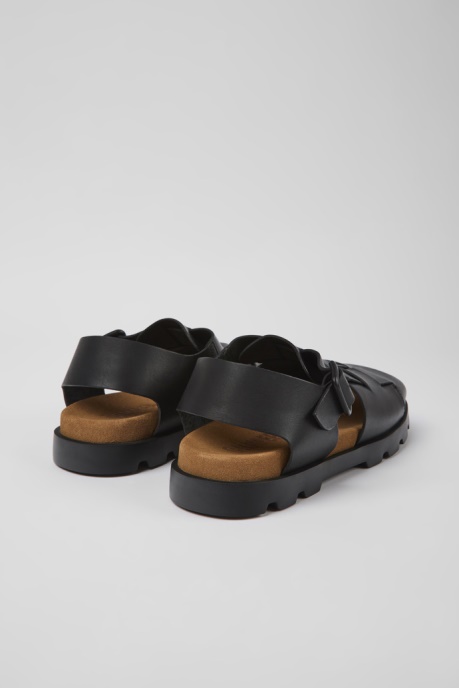 Camper AU Design Brutus Sandal Black Leather Sandals For Men