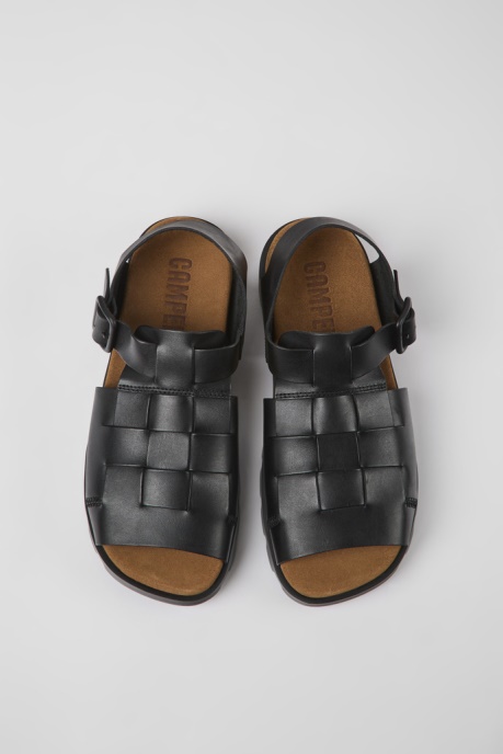 Camper AU Design Brutus Sandal Black Leather Sandals For Men