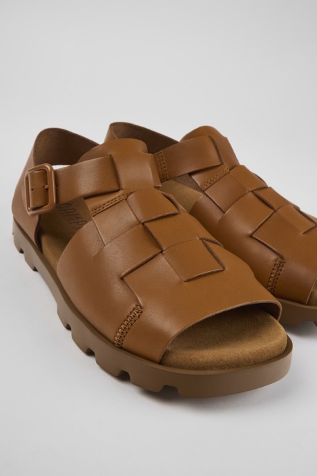 Design Brutus Sandal Brown Leather Sandals For Men Camper AU