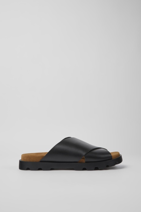 Camper AU Brutus Sandal Black Leather Sandals For Men New Arrivals