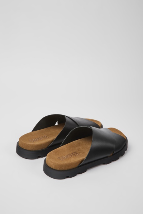 Camper AU Brutus Sandal Black Leather Sandals For Men New Arrivals