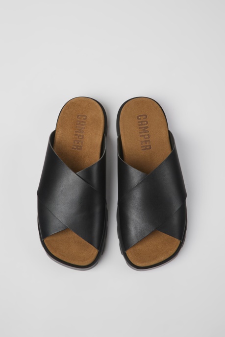 Camper AU Brutus Sandal Black Leather Sandals For Men New Arrivals