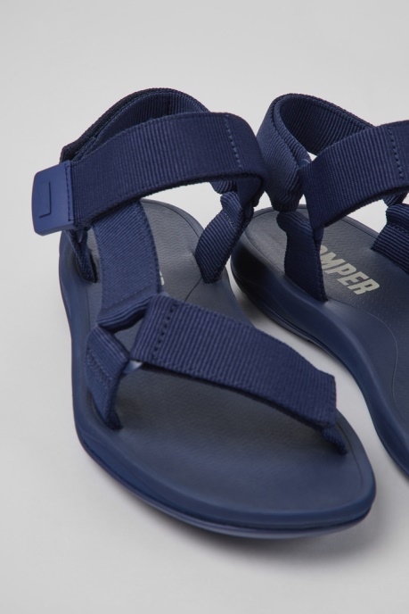 Camper AU Design Match Blue Textile Sandals For Men