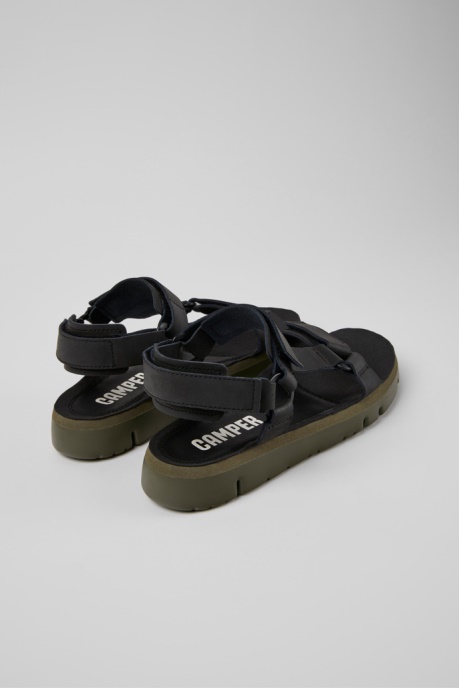 Camper AU Design Oruga Black Leather Sandals For Men
