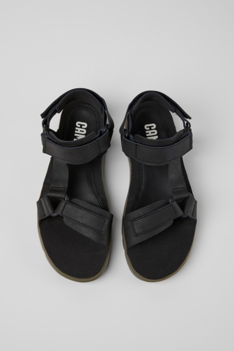 Camper AU Design Oruga Black Leather Sandals For Men