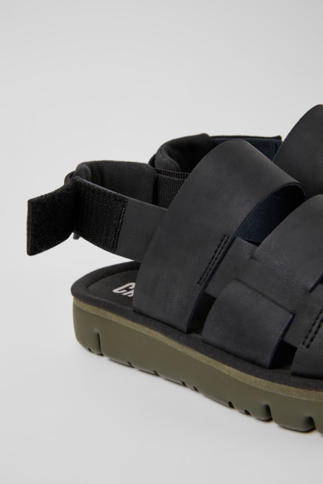 Oruga Black Leather And Textile Sandals For Men Camper AU New Arrivals