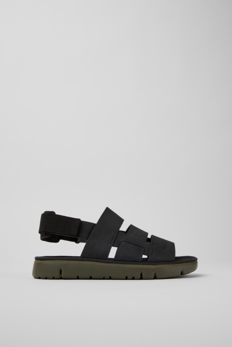 Oruga Black Leather And Textile Sandals For Men Camper AU New Arrivals