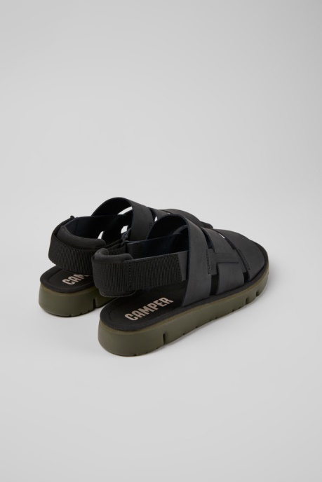 Oruga Black Leather And Textile Sandals For Men Camper AU New Arrivals