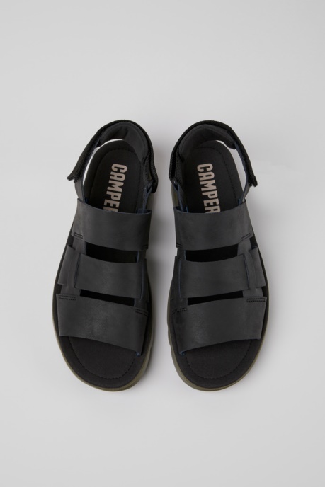 Oruga Black Leather And Textile Sandals For Men Camper AU New Arrivals