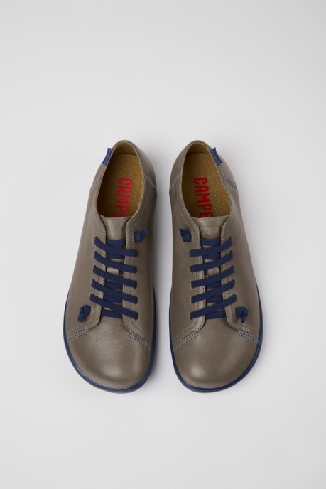 Design Peu Gray Leather Shoes For Men Camper AU