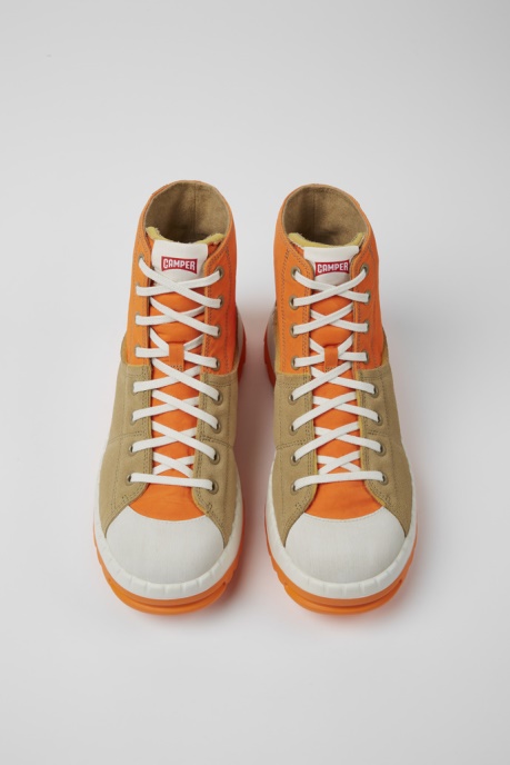 Camper AU Design Teix Orange And Beige Ankle Boots For Men