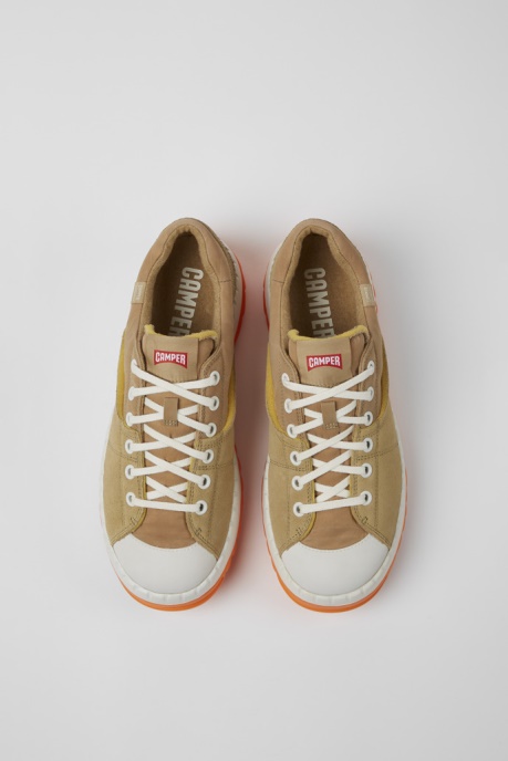 Camper AU Teix Beige Recycled Textile And Nubuck Shoes For Men New Arrivals