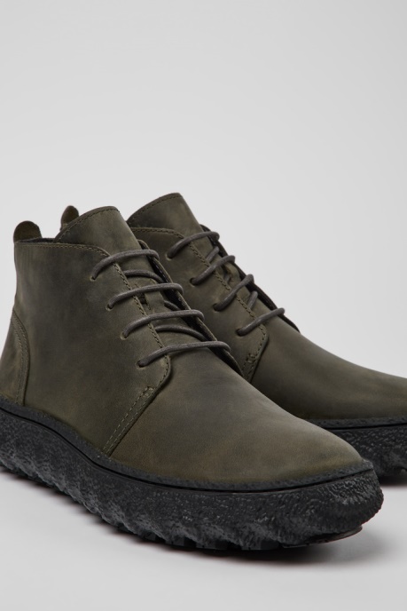 Camper AU Design Ground Dark Green Nubuck Ankle Boots For Men