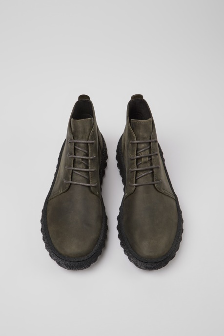 Camper AU Design Ground Dark Green Nubuck Ankle Boots For Men