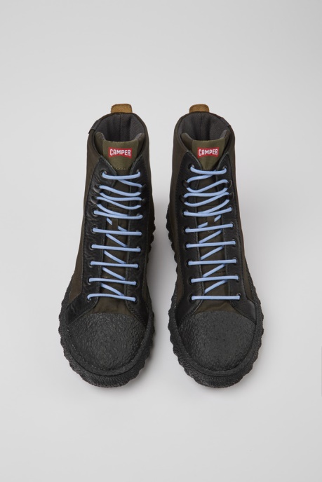 Camper AU Ground Green Textile And Leather Ankle Boots For Men New Arrivals