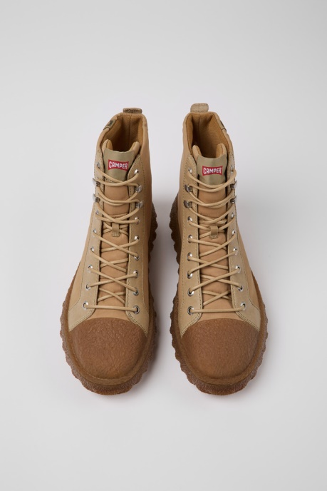 Ground Beige Textile And Leather Ankle Boots For Men Camper AU New Arrivals