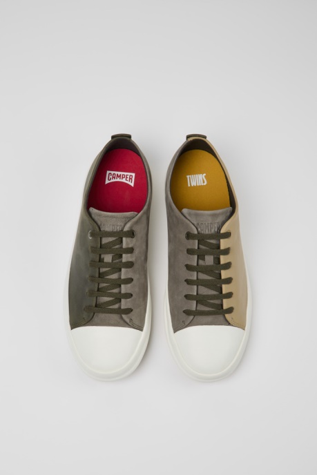Twins Brown-Gray And Green Leather Shoes For Men Camper AU New Arrivals