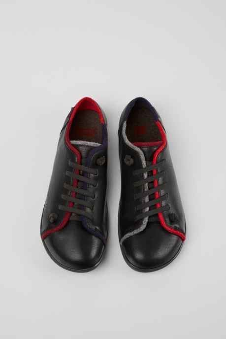 Design Twins Black Leather And Wool Shoes For Men Camper AU