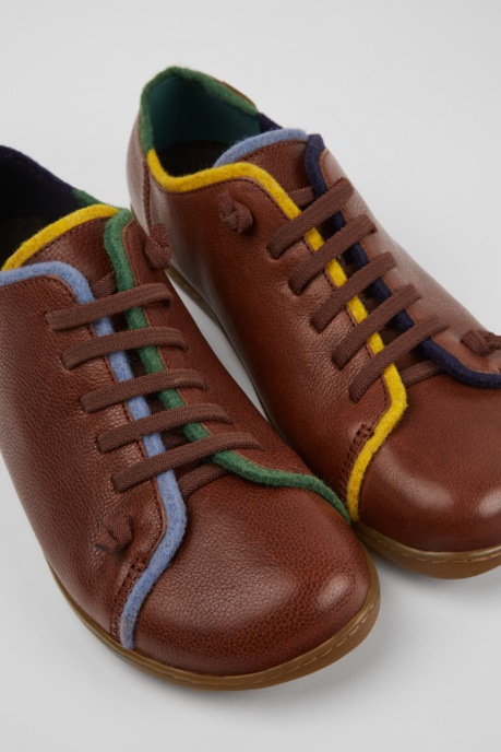 Twins Brown Leather And Wool Shoes For Men Exclusive Camper AU