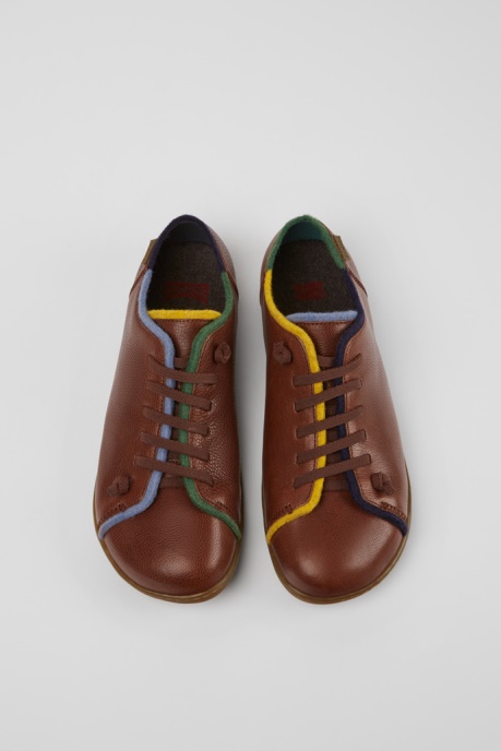 Twins Brown Leather And Wool Shoes For Men Exclusive Camper AU