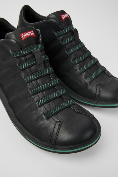 Camper AU Beetle Black Leather Ankle Boots For Men New Arrivals