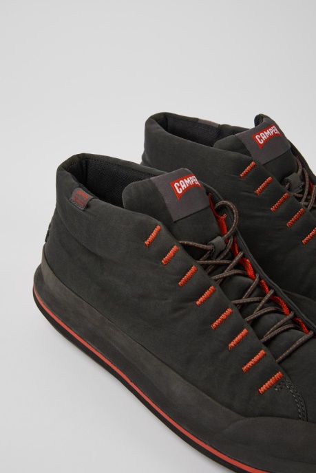 Design Beetle Dark Gray Textile And Nubuck Ankle Boots For Men Camper AU