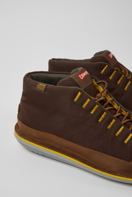 Beetle Brown Textile And Nubuck Ankle Boots For Men Camper AU New Arrivals