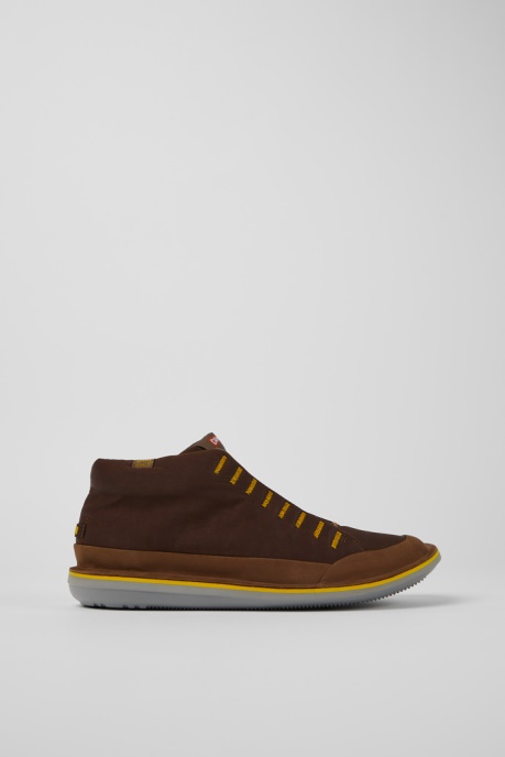 Beetle Brown Textile And Nubuck Ankle Boots For Men Camper AU New Arrivals