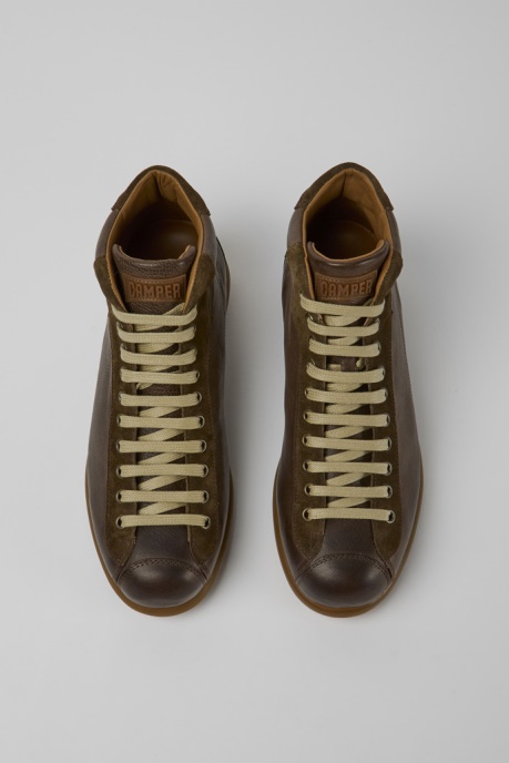 Camper AU Pelotas Dark Brown Leather Ankle Boots For Men New Arrivals