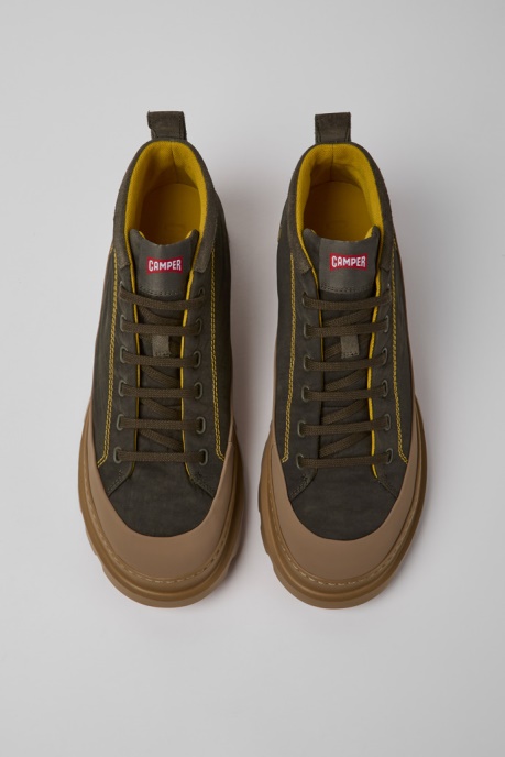 Camper AU Brutus Brown And Green Ankle Boots For Men New Arrivals